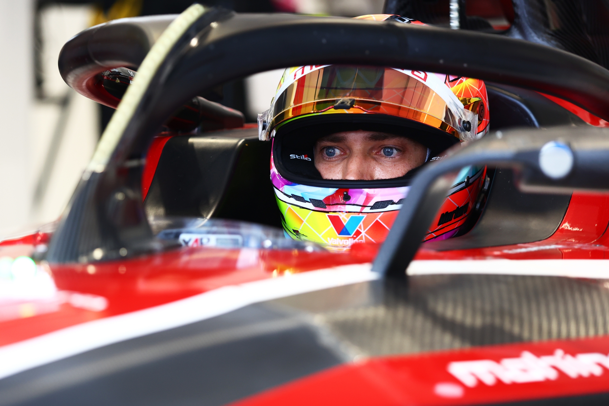 Edoardo Mortara de Suiza and Mahindra Racing sits in his car in the gara