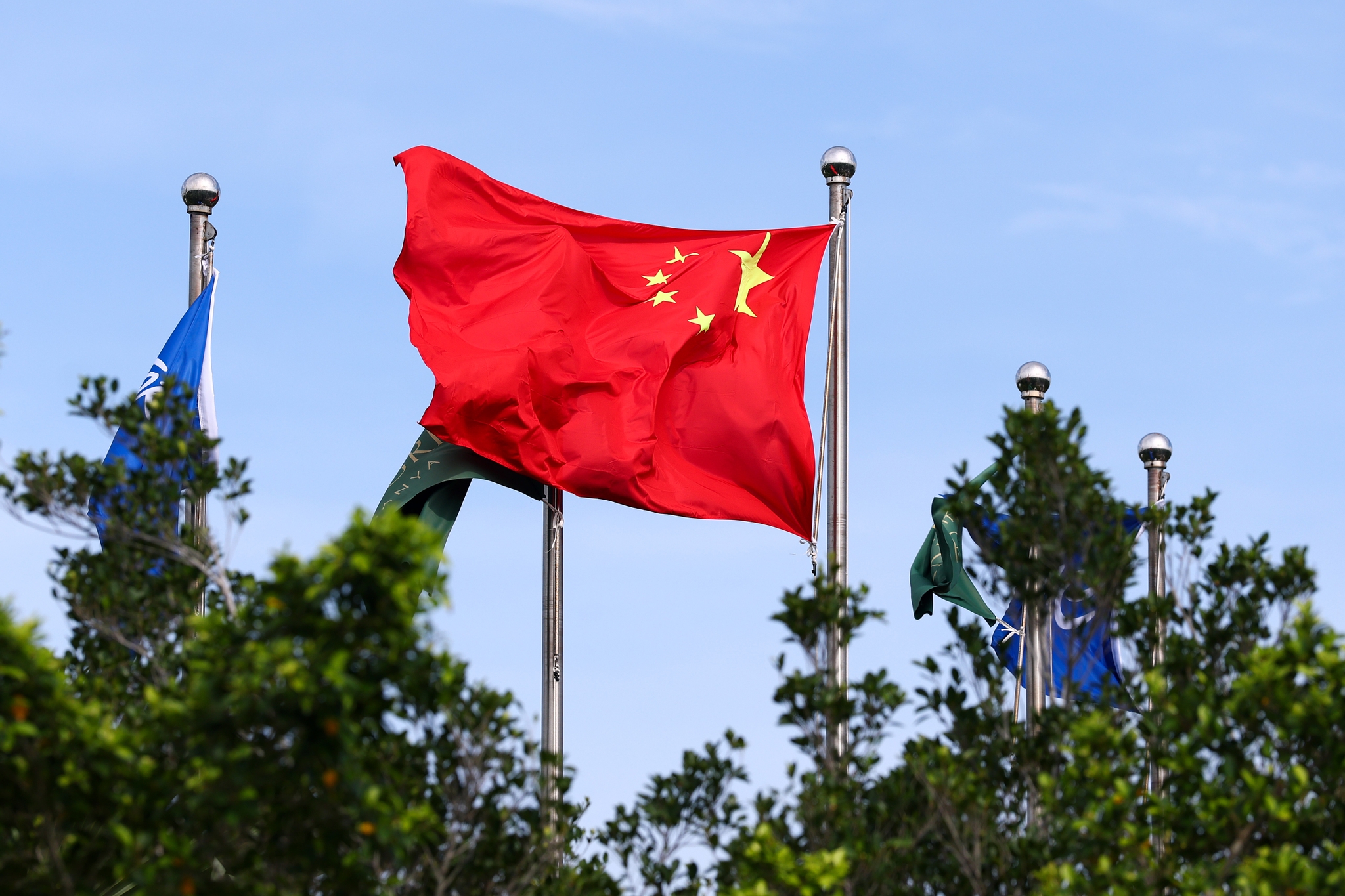A general view of a Chinese flag ahead of practice, previa al Sanya E-Pr