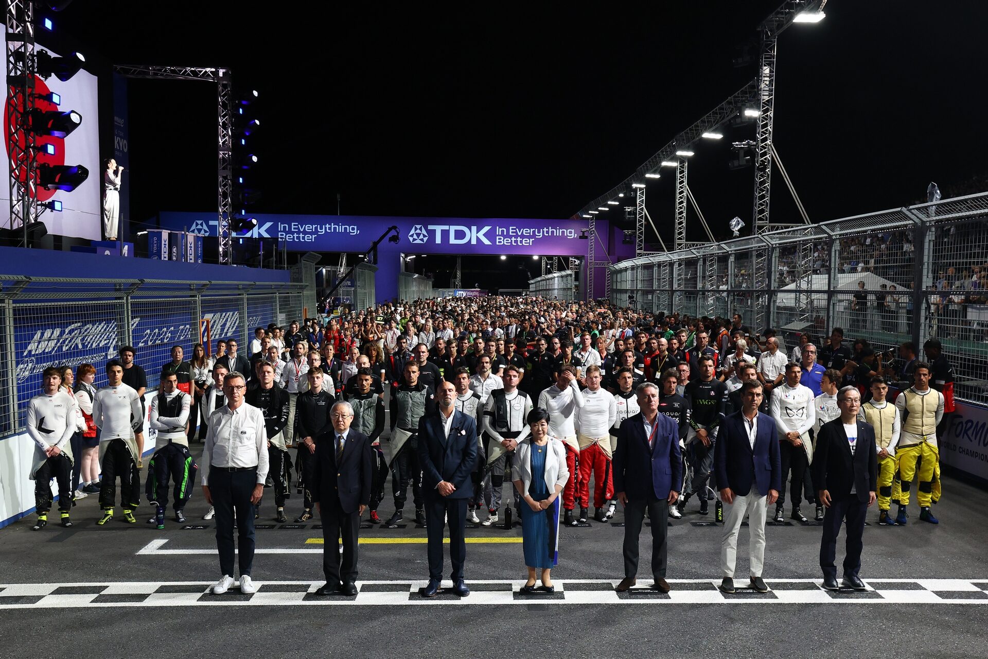 Jeff Dodds, CEO of Formula E, Yuriko Koike, Governor of Tokyo, Alejandro Agag, Chairman of Formula E